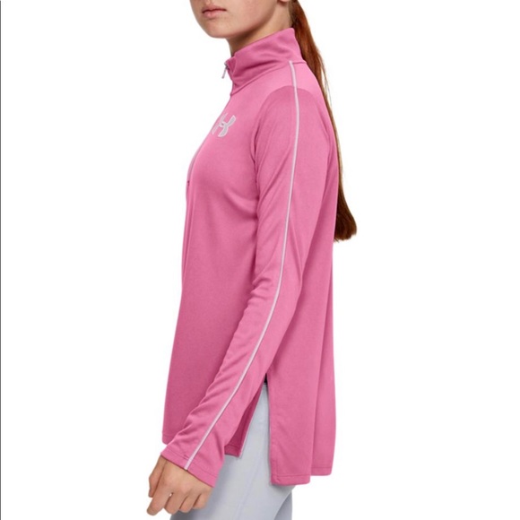 Under Armour Girls Pink Tech 1/4 Zip NWT - Picture 2 of 8